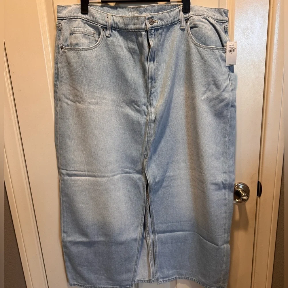 Old Navy Women Light Blue Jean Maxi Skirt